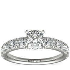 French Pavé Diamond Engagement Ring in Platinum (1 ct. tw.)